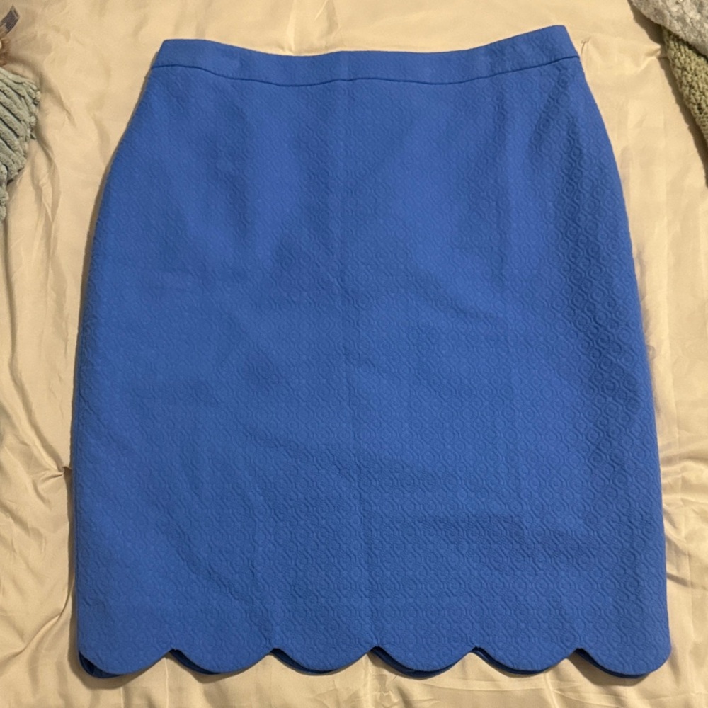 Talbots Vibrant Blue Pencil Skirt with Scalloped Hem